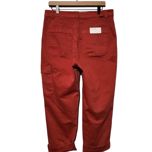 RISEN NWT High Rise Cargo Boyfriend Jeans Rolled Up Hem Size 15/32 Color Brick - Picture 4 of 16
